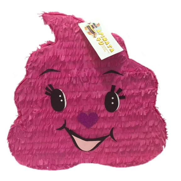 Pink Poop Emoticon Pinata 19" Tall