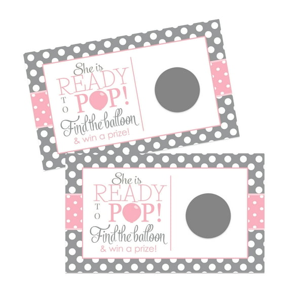Pink Pop Baby Shower Scratch Off Game Cards - Raffle Tickets for Prize Drawings 30 Pack- Paper Clever Party
