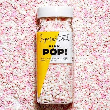 Pink Pop! Natural Nonpareils Sprinkles by Supernatural, Gluten Free, Vegan, Cake Pop Topping, 3oz