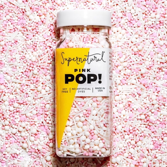 Pink Pop! Natural Nonpareils Sprinkles by Supernatural, Gluten Free, Vegan, Cake Pop Topping, 3oz