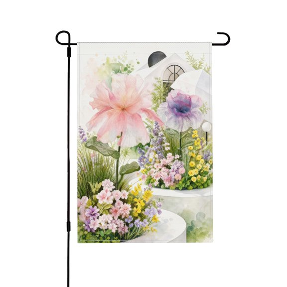 Pink Poppy Flower Garden Flag For Wedding Garden Art Gallery Decor 12x18 in