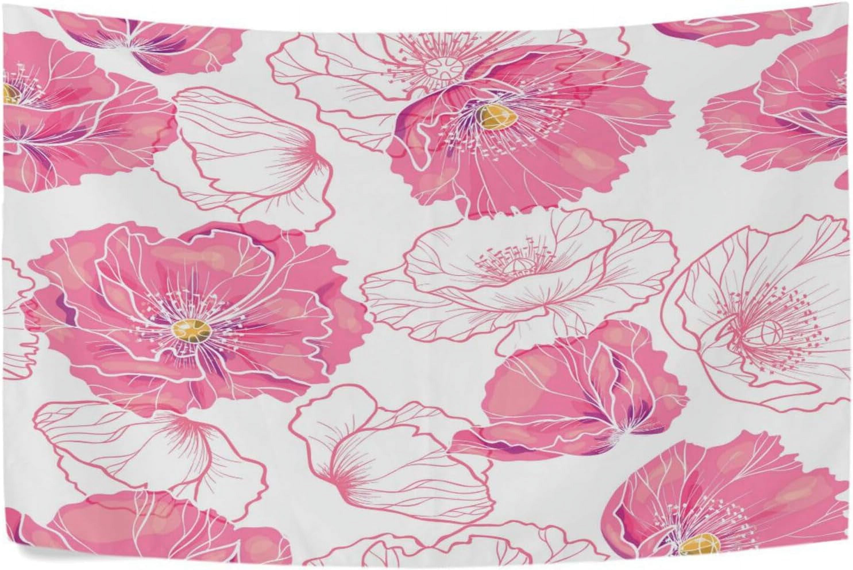 Pink Poppy Flower Tapestry Aesthetic Tapestry Wall Hanging 90 x 60 Inches Home Decor Gifts Walmart