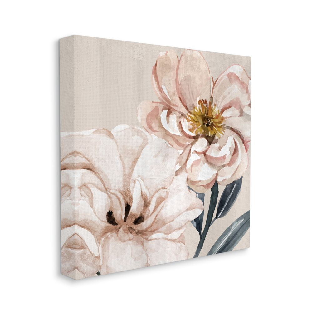 Pink Poppy Petals Organic Soft Spring Florals Botanical & Floral Gallery-Wrapped Canvas Print Wall Art, 17x17