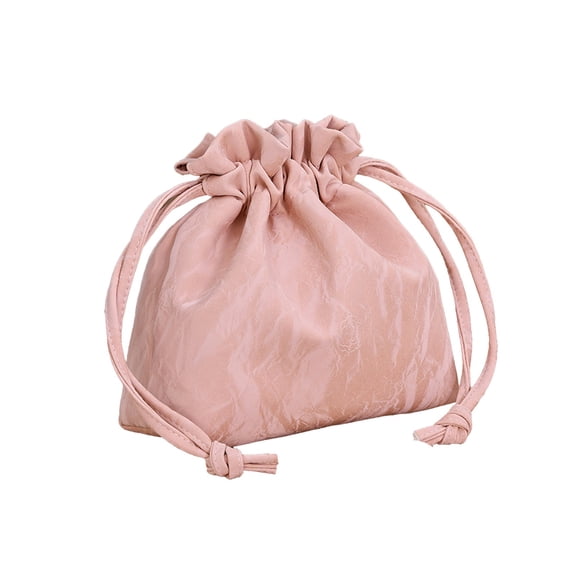 Pink Portable Drawstring Cosmetic Bag Large Capacity Travel Toiletry Storage Pouch