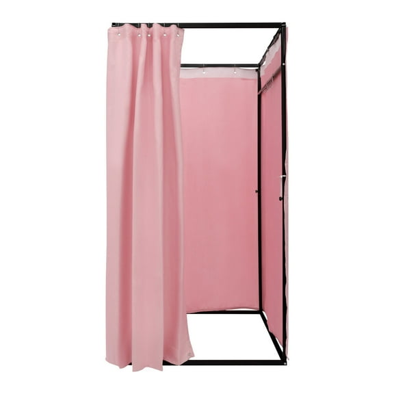 Pink Portable Dressing Room - Freestanding 39"x39"x79" Changing Booth w/Privacy Curtain for 3-4 People