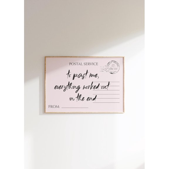 Pink Postcard Poster Vintage Post Card Trendy Horizontal Apartment Wall Art Cute Girly Retro Wall Art What If It All Works Out Wall Art, Modern Wall Decor, 8x12 UNFRAMED