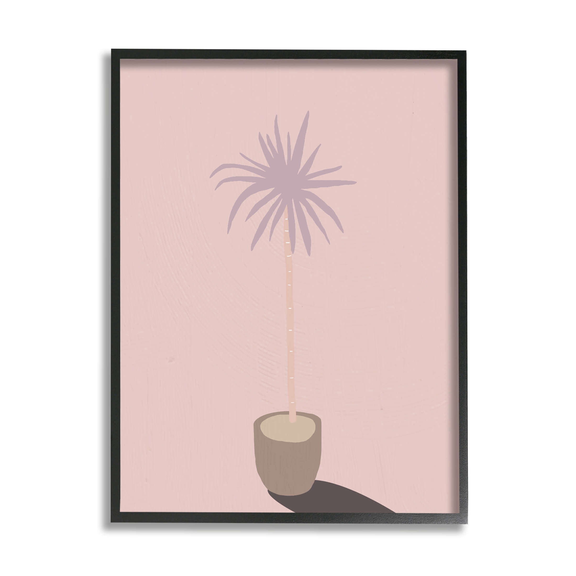 Pink Potted Palm Plant Botanical & Floral Graphic Art Black Framed Art Print Wall Art