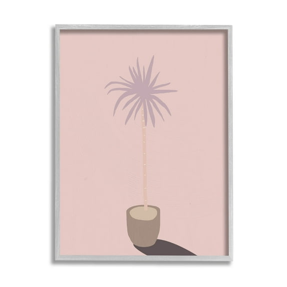 Pink Potted Palm Plant Botanical & Floral Graphic Art Gray Framed Art Print Wall Art