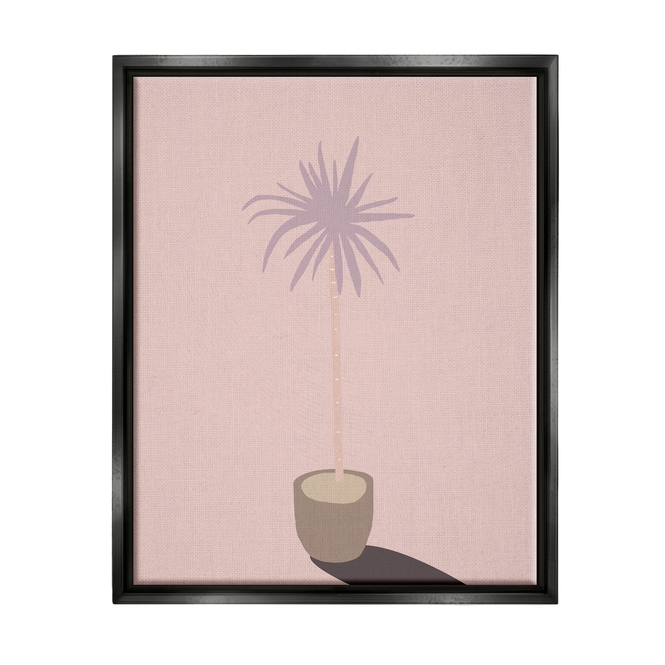 Pink Potted Palm Plant Botanical & Floral Graphic Art Jet Black Framed Art Print Wall Art