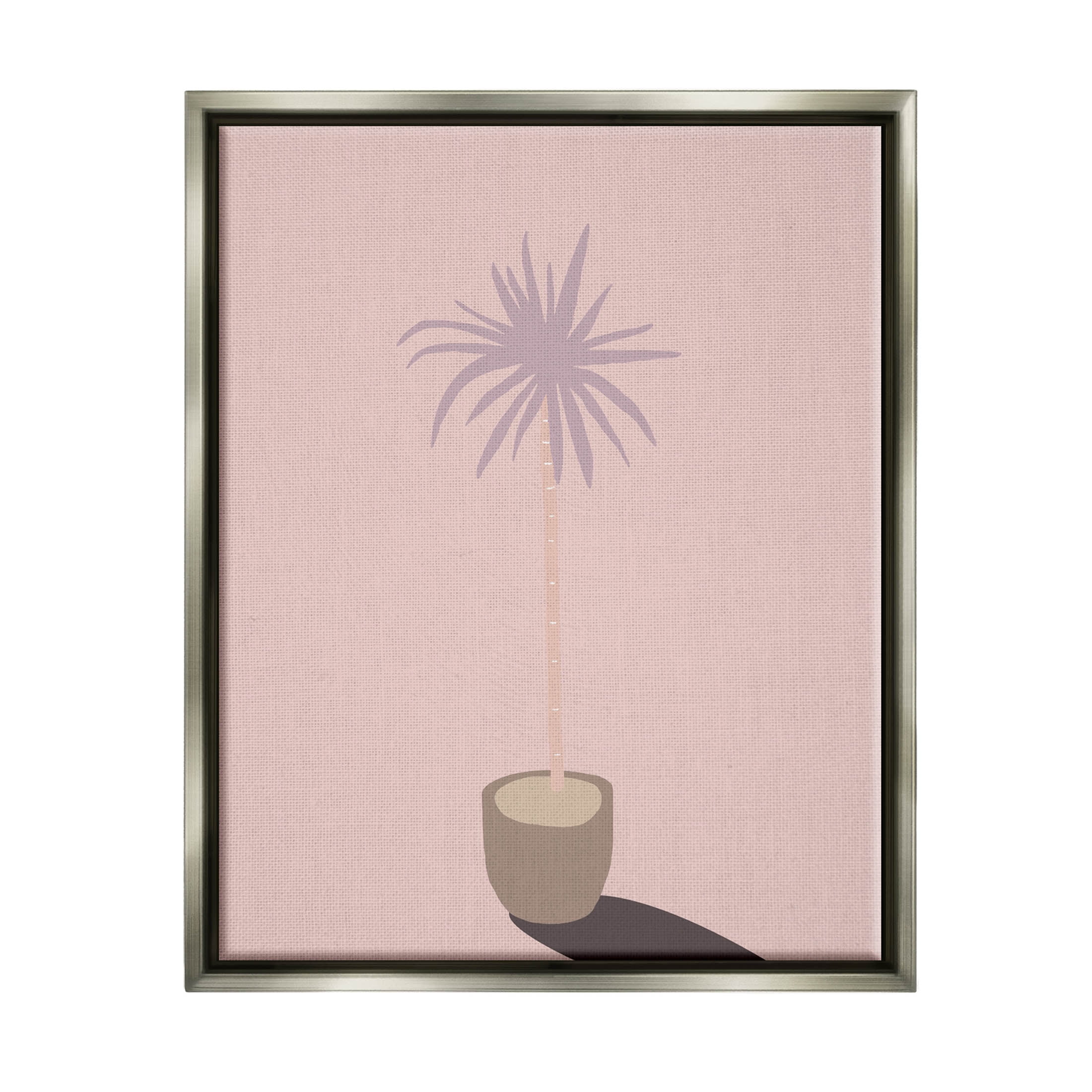 Pink Potted Palm Plant Botanical & Floral Graphic Art Luster Gray Framed Art Print Wall Art