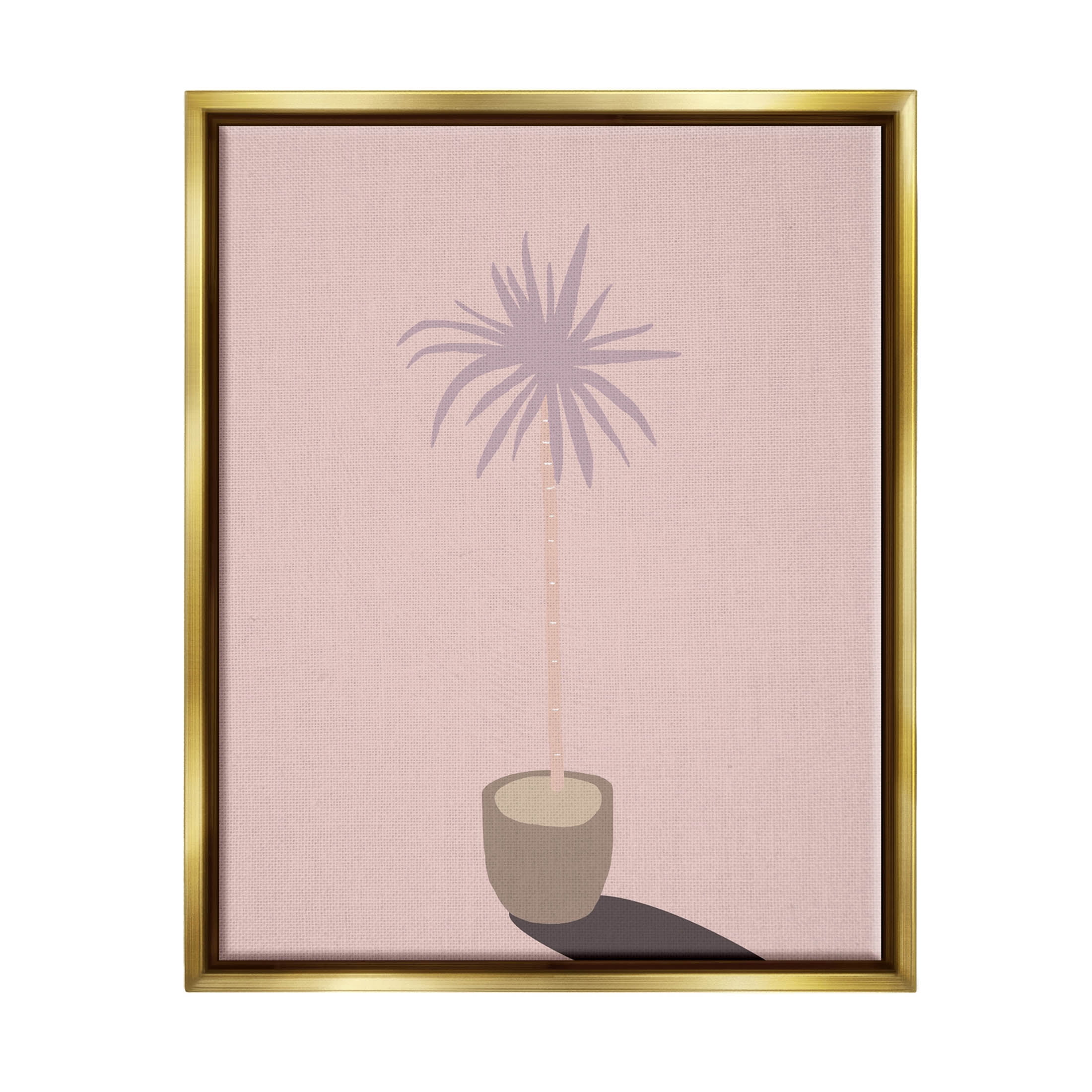 Pink Potted Palm Plant Botanical & Floral Graphic Art Metallic Gold Framed Art Print Wall Art
