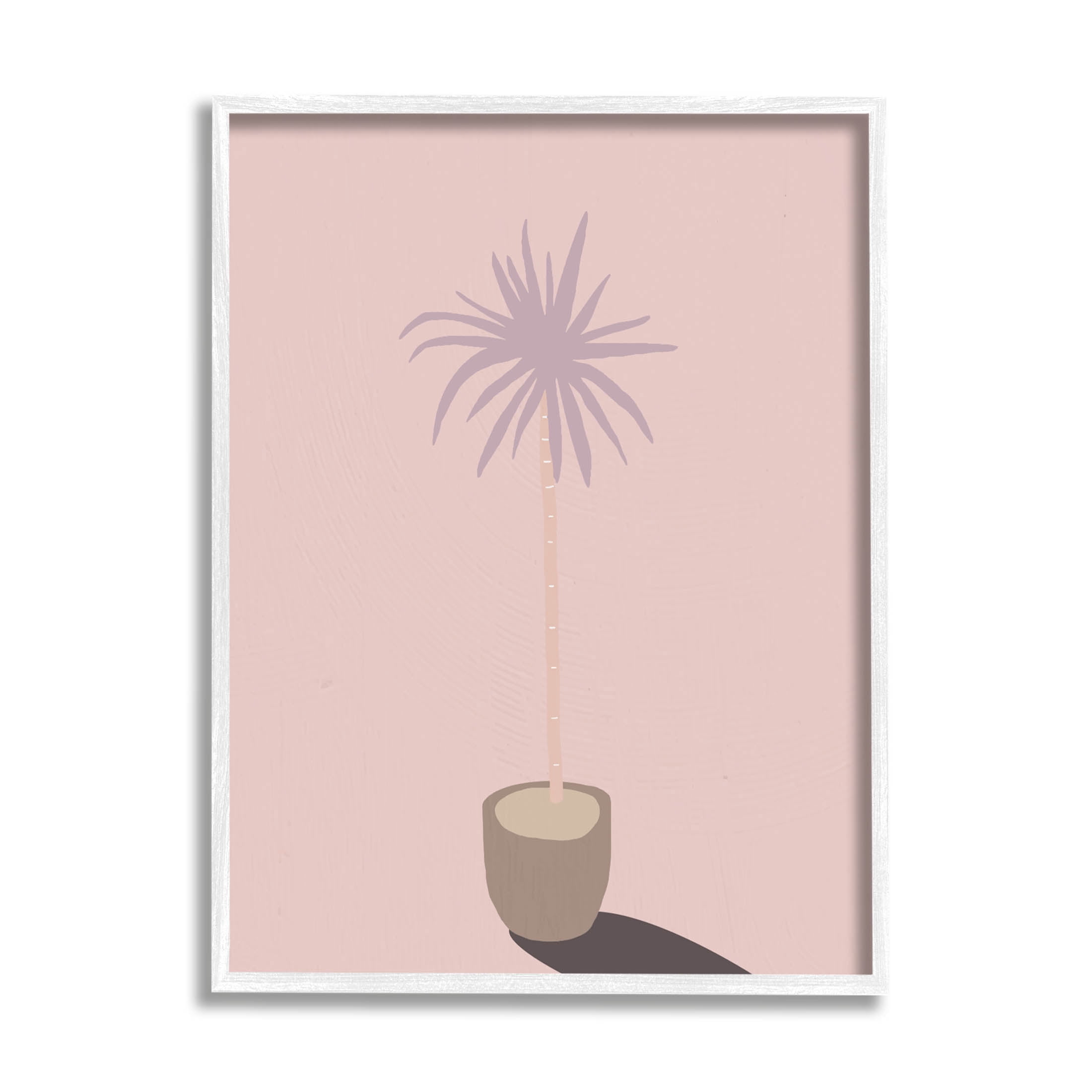 Pink Potted Palm Plant Botanical & Floral Graphic Art White Framed Art Print Wall Art