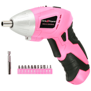 Pink Power 3.6V Cordless Electric Screwdriver - Pink Tool Set Small Screw Gun Mini Battery Operated Screwdriver Set