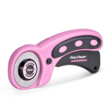 Pink Power Rotary Cutter Set with Ergonomic Handle Fabric Cutter Wheel for Sewing, Quilting, Crafting, and Scrapbooking and 45mm Rotary Cutter Blade (Rotary Cutter)