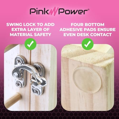 Pink Power 84 Spools Thread Holder Stand - 360 Full Rotating Wooden Thread Organizer -Embroidery Spool Holder Rack - Spool Storage Box for Sewing, Quilting, Jewelry, and Hair-Braiding