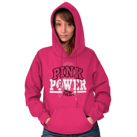 Pink Power Breast Cancer Awareness Women Plus Size Graphic Pullover Hoodie Brisco Brands 5X