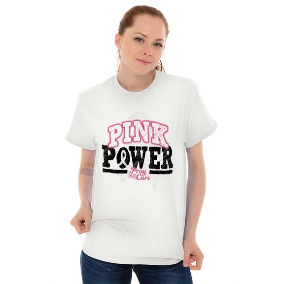 Pink Power Breast Cancer Awareness Women's Graphic T Shirt Tees Brisco Brands M