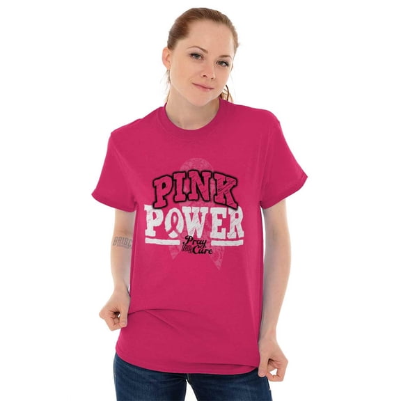 Pink Power Breast Cancer Awareness Women's Graphic T Shirt Tees Brisco Brands M