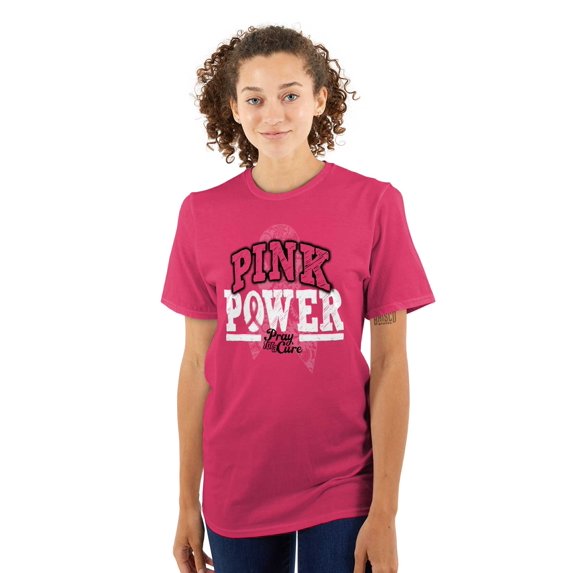 Pink Power Breast Cancer Awareness Women's Plus Size Graphic Tee Brisco Brands 3X