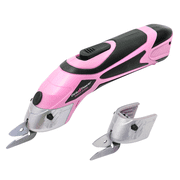 Pink Power Cordless Electric Scissors Fabric Cutter for Crafts, Box, Sewing, Quilting, Carpet, Scrapbooking - Heavy Duty Rotary Shears Metal Cutting Tool - Automatic Cardboard Cutter Fabric Scissor