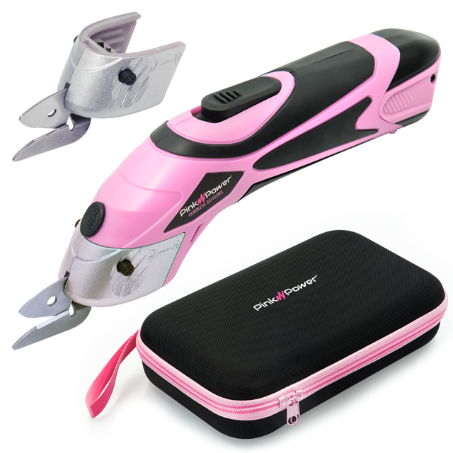 Pink Power Electric Cordless Scissors For Fabric, Carpet, Cardboard