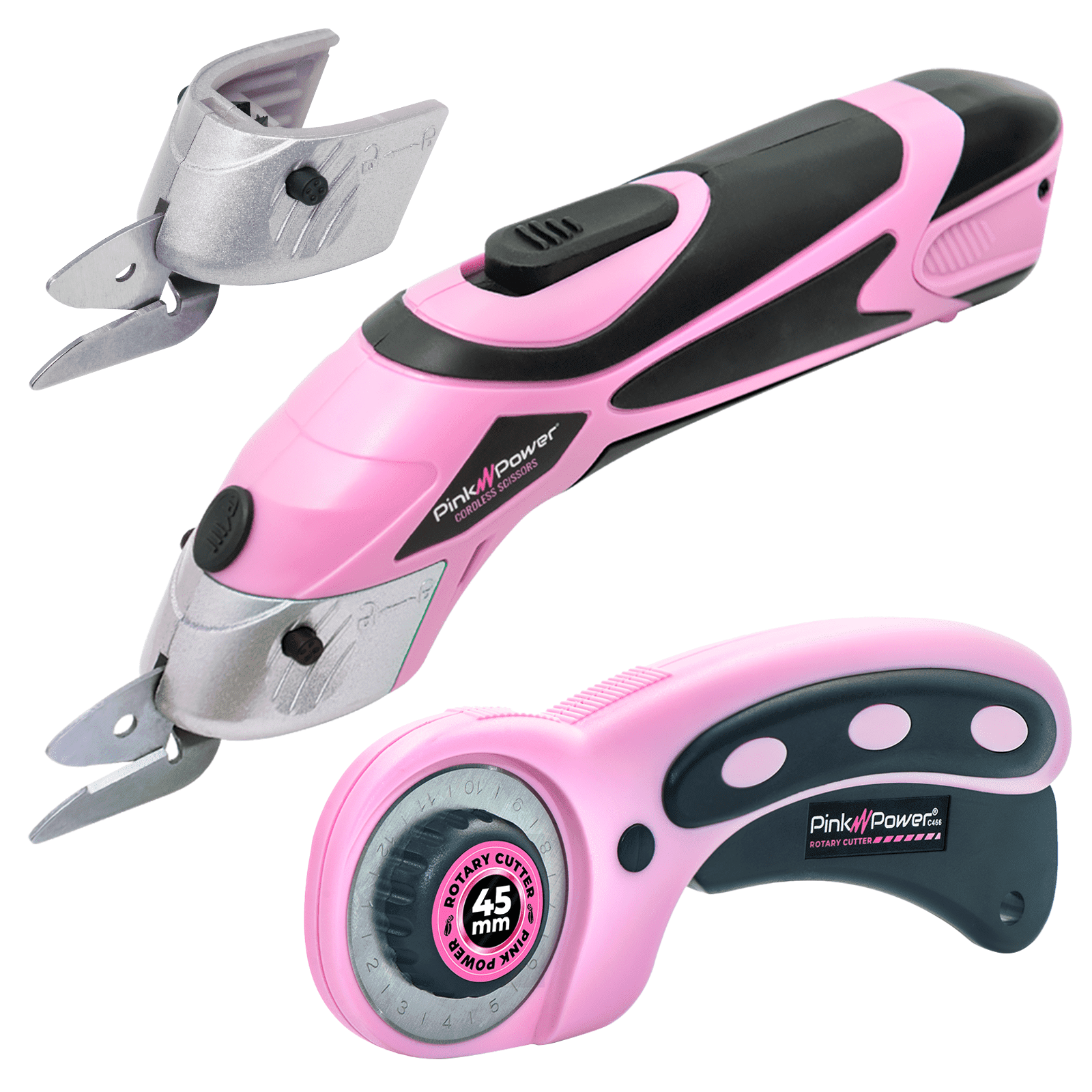 Pink Power Electric Fabric Scissors for Crafts Sewing Cardboard Threads Scrapbooking Heavy Duty Cutting Tool Automatic Cordless Electric