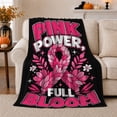 thumbnail image 1 of Pink Power Floral Ribbon Breast Cancer Awareness Empowering, Cozy Friendship Quote Scene, Warm Flannel Blanket for Living Room and Reading Nook, Art Lovers Friendship Gift, Artistic Home Decor, 1 of 9
