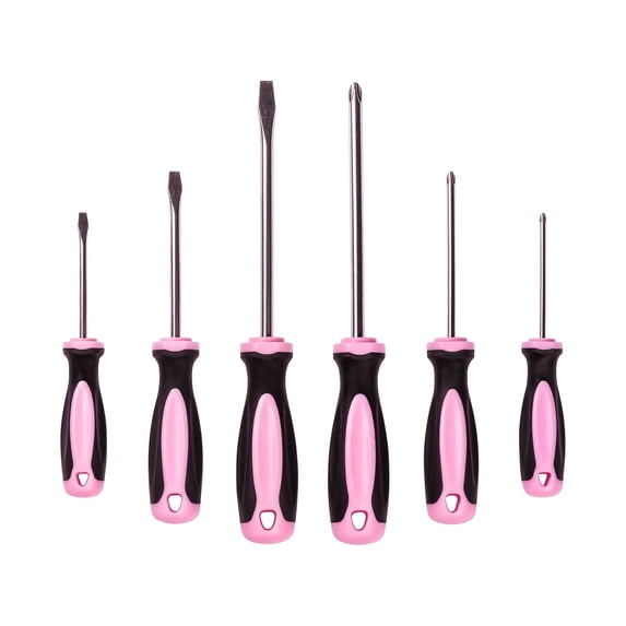 Pink Power Magnetic Screwdriver Set, 6-Piece Insulated Hand Tools with ...