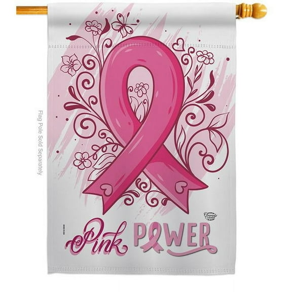 Pink Power Support Awareness 28 x 40 in. Double-Sided Decorative Vertical House Flags for Decoration Banner Garden Yard Gift