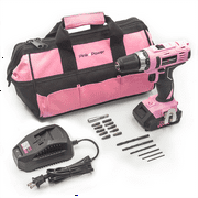 Pink Power Tool Set for Women - 20V Lightweight Electric Cordless Power Drill Driver Tool Set with Tool Bag,16 Piece Drill Bit Set and Lightweight Screwdriver Drill, Charger and 2 Batteries