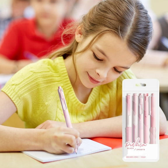 Pink Practice Pen Set, Quick-Drying Signature Tool for Professional Office Maintenance Management and Academic Writing Organization Utility Accessory Design, Five Pieces