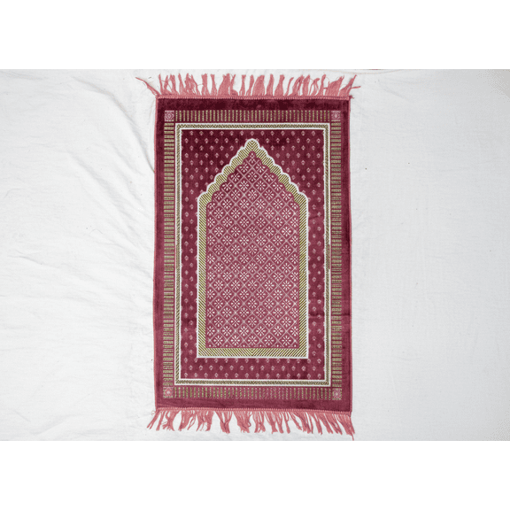 Pink Prayer Rug Janamaz | Soft Islamic Prayer Mat for Muslims | Lightweight Polyester Salah Rug (70110 cm)
