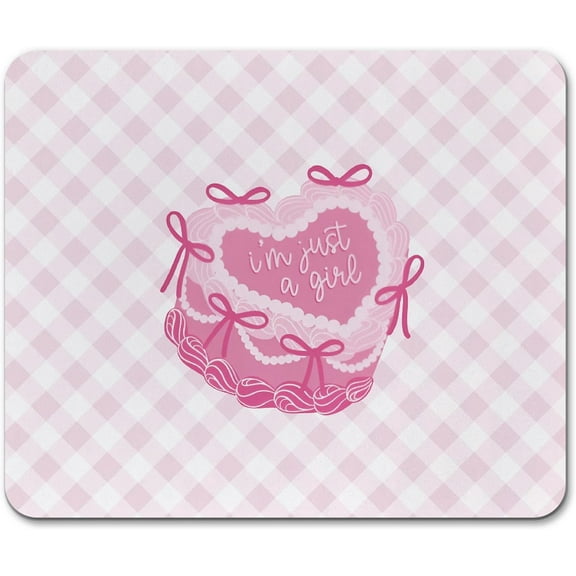 Pink Preppy Cute Mouse Pad, Coquette Square Mouse Pads for Desk, I''m Just A Girl Girly Mouse Pad, Girly Desk Accessories, Pink Office Supplies and Accessories, 8x8 Inch