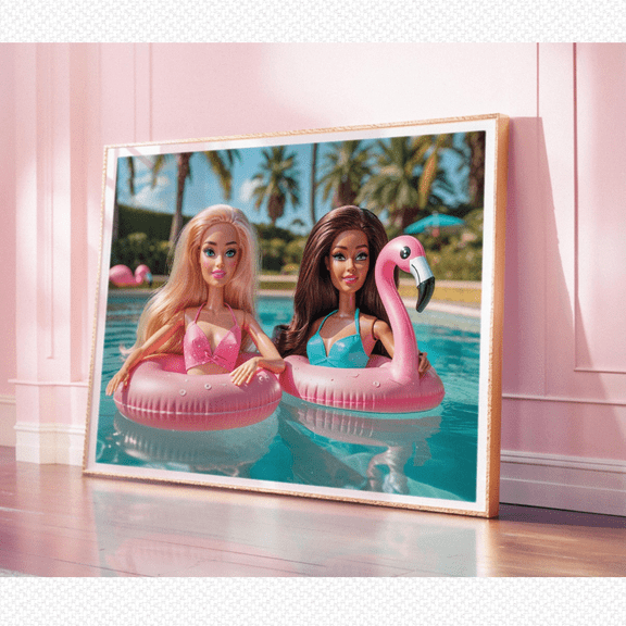 Pink Preppy Fashion Dolls Summer Poster , Poster Print Only