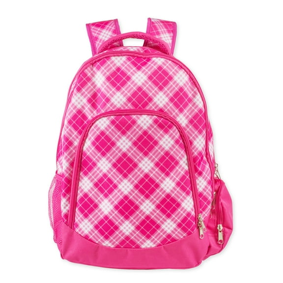 Pink Preppy Plaid Reinforced and Water Resistant Padded Laptop School Backpack