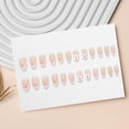 thumbnail image 1 of Pink Press on Nail with 3D Bow,24Pcs French Tips,Almond Fake Nail with Pearl Decor Long Lasting False Nail, 1 of 9