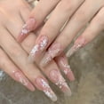 thumbnail image 1 of Pink Press on Nails Medium Bow Fake Nails Tips Full Cover Almond False Cute Nails for Women and Girls 24PCS, 1 of 4