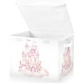 thumbnail image 1 of Pink Princess Castle on Clouds Large Lidded Storage Bin Foldable Storage Boxes Cubes Baskets Lids with 2 Handles for Home Bedroom Office 16.5x12.6x11.8inch, 1 of 7