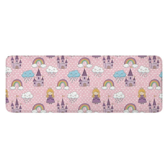 Pink Princess Castle Pattern Kitchen Rug Mat,Kitchen Runner Rugs Non Skid Washable,Decorative Kitchen Floor Mats for Kitchen,Sink,Laundry,17"x47.2"