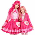 thumbnail image 1 of Pink Princess Costume Set for Ki'ds & Adults - Matching Pink Cosplay Costume Set with Blazer, Printed Shirt, Tiered Skirt & Heart Bag - Halloween Cosplay Dress Up Outfit for Parent & Little One, 1 of 5