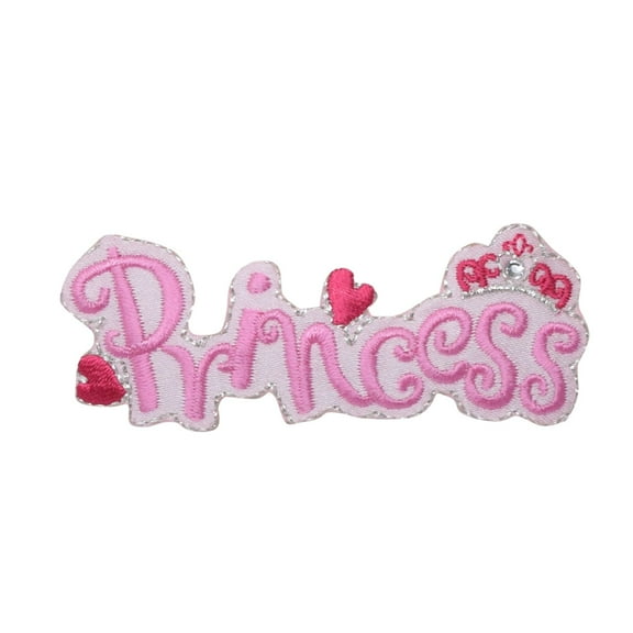 Pink Princess - Hearts/Crown - Iron On Applique/Embroidered Patch