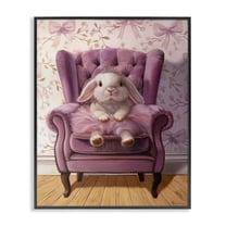 Pink Princess Tutu Bunny Black Framed Giclee Art, design by Lucia Heffernan