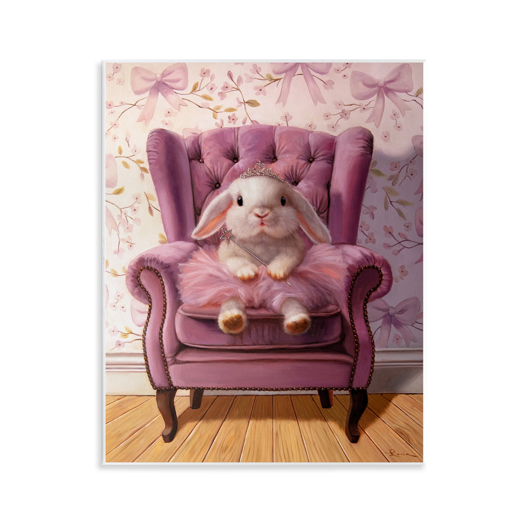 Pink Princess Tutu Bunny Wall Plaque Art, design by Lucia Heffernan