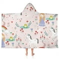 thumbnail image 1 of Pink Princess Unicorn Pattern Hooded Bath Towel，50"x30" for Ages 3 To 12 Kids, Quick Dry Lightweight Soft Microfiber Hood Beach Towel Cover Up for Kids, 1 of 7