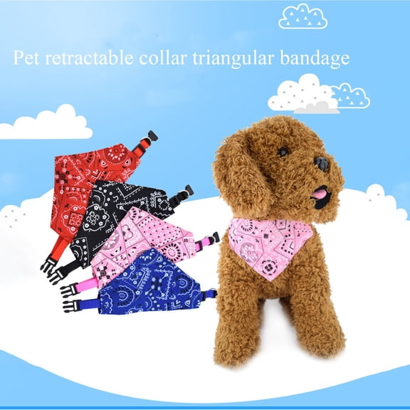 Pink Printed Pet Triangle Scarf, Pink Printed Adjustable Collar Bandana For Small Dogs Cats - Triangle Style, Adjustable Collar, Printed Pattern, Pink Color - Small Dogs, Cats,