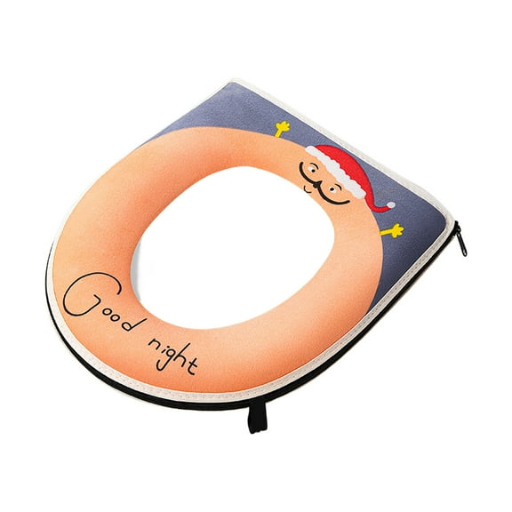 Pink Printed Zipper Toilet Seat Cushion Cloth Bidet Pad Waterproof Home Bathroom Accessory 16.54×14.96 Inches Pink