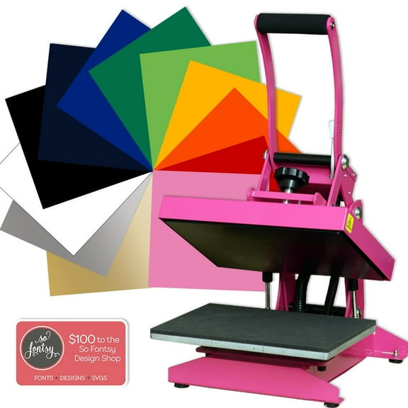 Pink Pro Craft Heat Press 9" x 12" Bundle