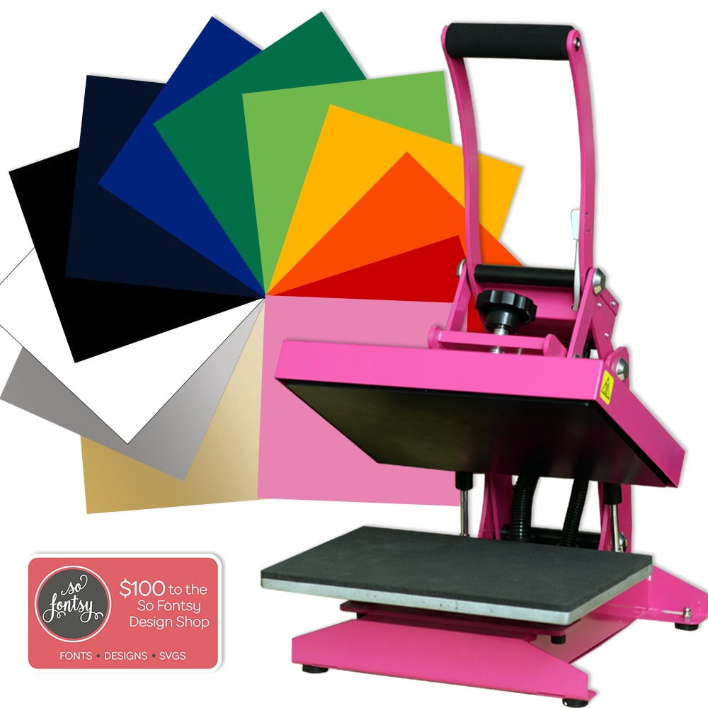 Pink Pro Craft Heat Press 9" x 12" Bundle