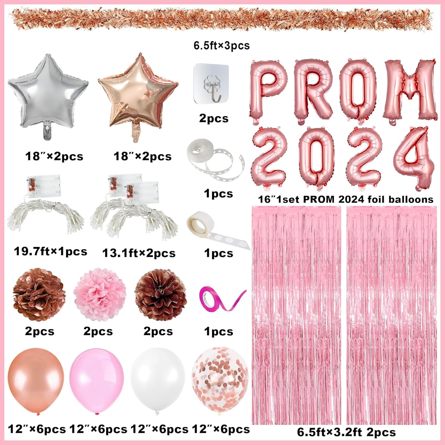 Pink Prom Decorations 2024, Rose Gold Prom Backdrop 2024 Party Decorations - Walmart.com