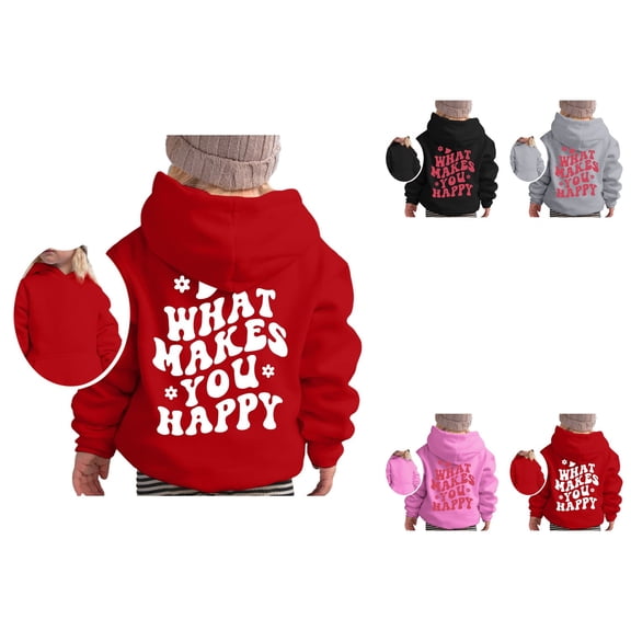 Pink Puff Graphic Hooded Sweatshirt, Long Sleeve Soft Pullover Top for Girls, Cute Casual Y2K Preppy Style with Pockets, Trendy Kids' Fashion Top